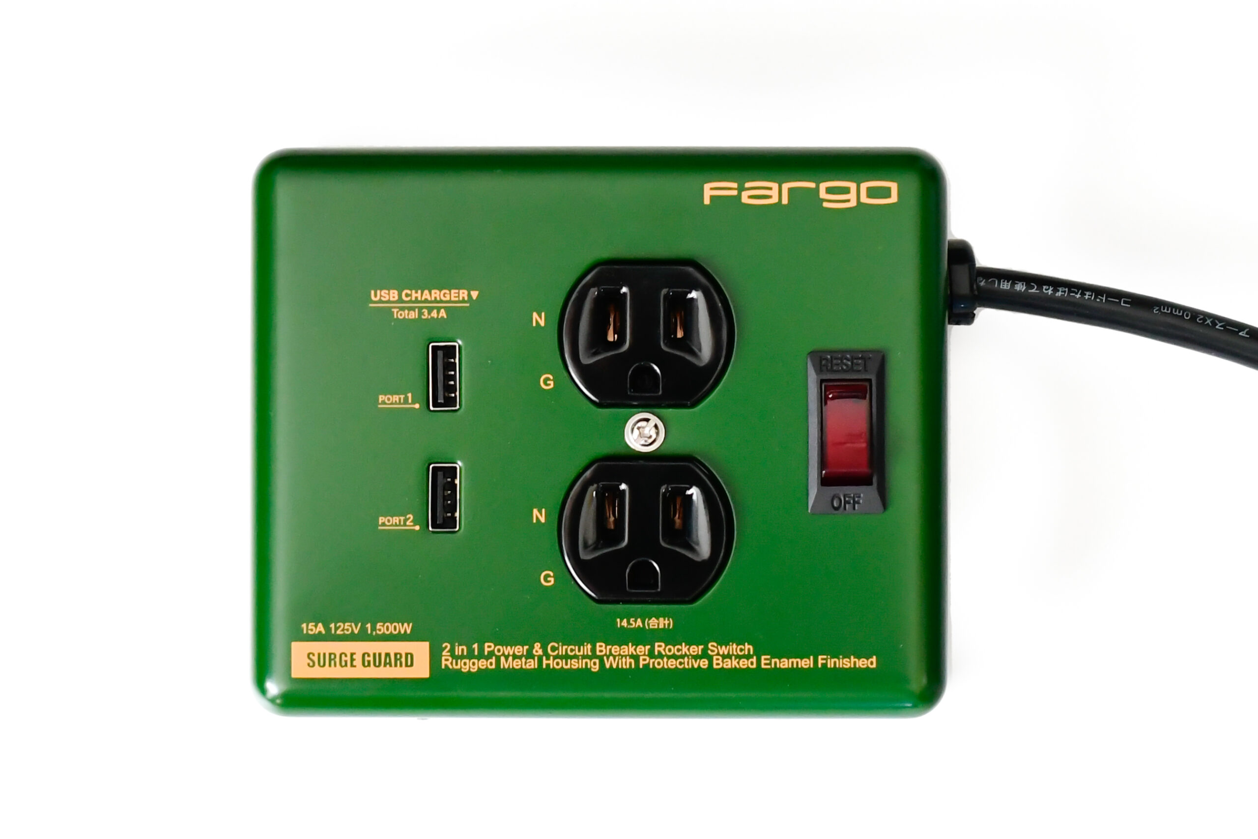 fargo 電源タップ　2個口 シルバー USB付